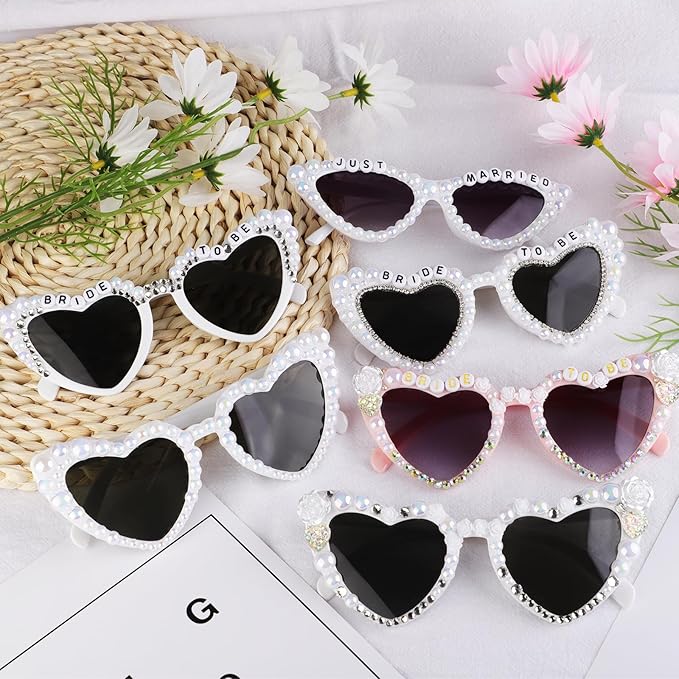 Bride Sunglasses for Bachelorette White Heart Glasses for Bride to Be Gift - Image 6