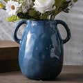 Blue Ceramic Vase with 2 Handles by Kimdio