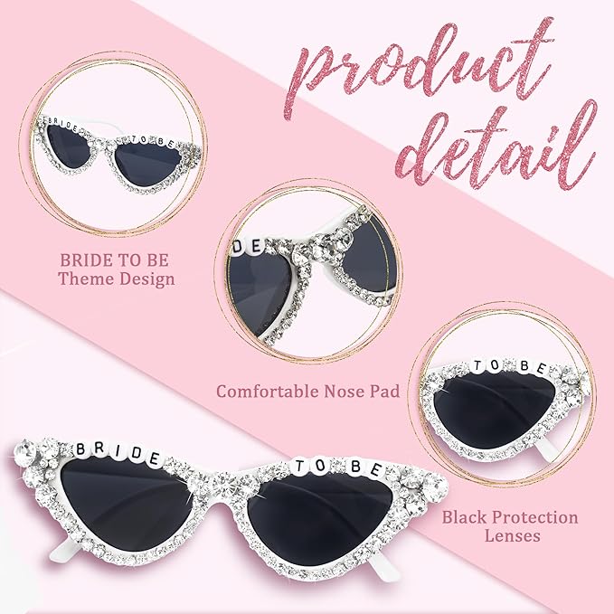 Bride Sunglasses for Bachelorette White Heart Glasses for Bride to Be Gift - Image 3