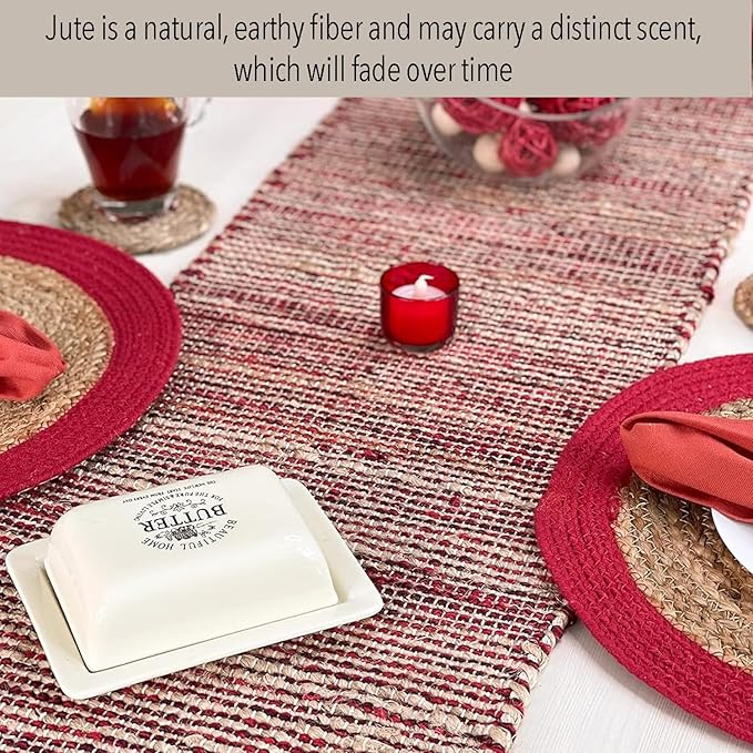 Chardin home Natural Jute Table Runner 13x90 Inch – Vintage Boho Rustic Table - Image 2