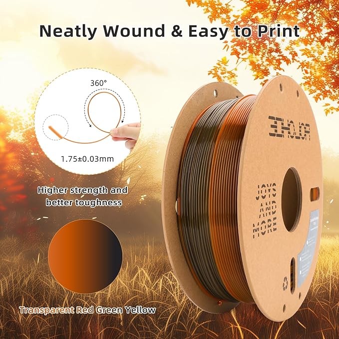 Transparent Multi Rainbow Color Change PLA 1.75mm 1KG 3D Printing Filament - Image 2