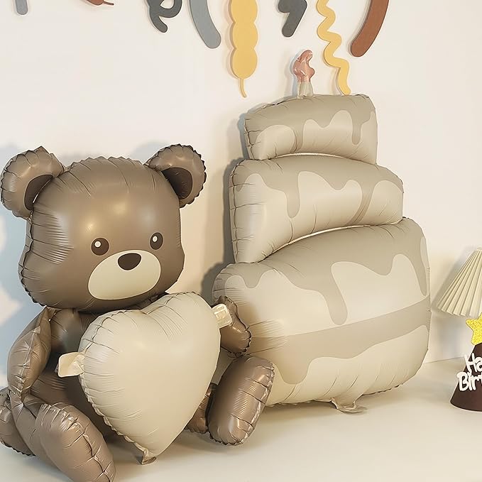 Matte 4D Big Brown Bear Balloons Cartoon Teddy Bear Party Supplies, Matte Bear - Image 5