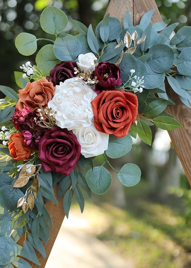 Artificial Burnt Orange Wedding Arch Flowers Swags - Image 7