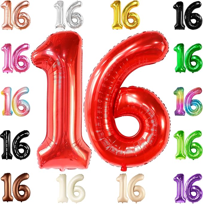 KatchOn, 40 Inch | 16th Birthday Balloons Red by KatchOn