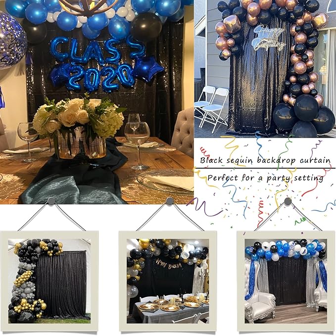 Black Sequin Curtains 10FTx10FT 1 Panel Black Sequin Backdrop - Image 5