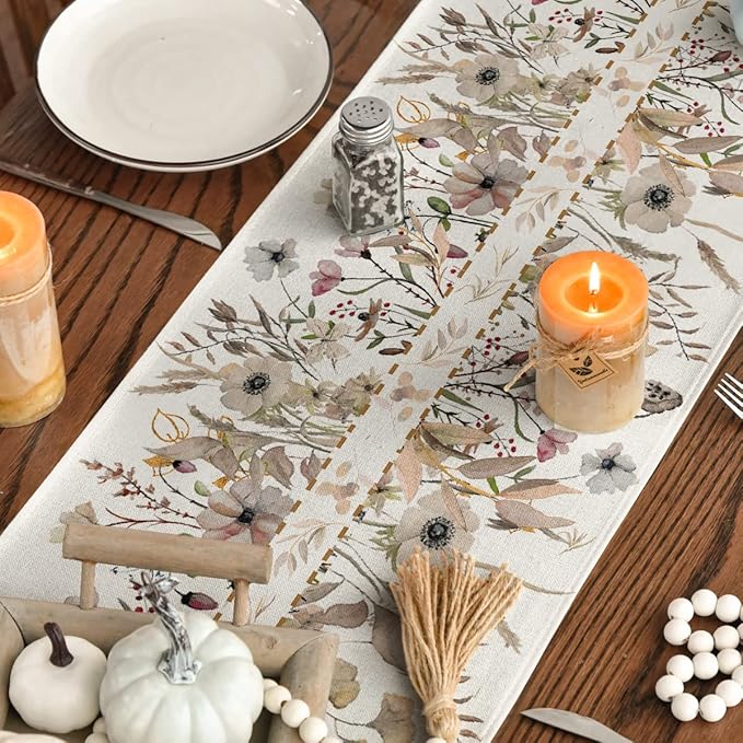 Artoid Mode Wildflower Leaves Floral Fall Table Runner, Autumn Thanksgiving - Image 7