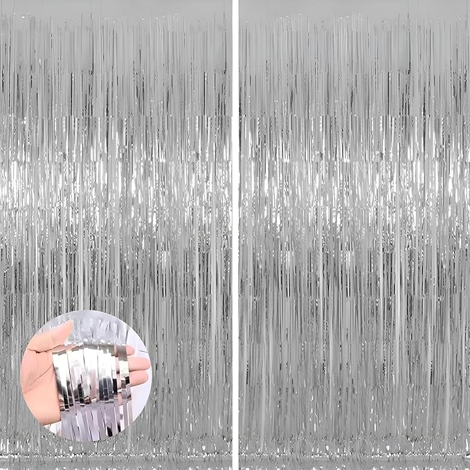 Keyali 2 Pack 3.3 * 8.3 ft Foil Curtain Metallic Tinsel Fringe Curtains Photo by Unknown