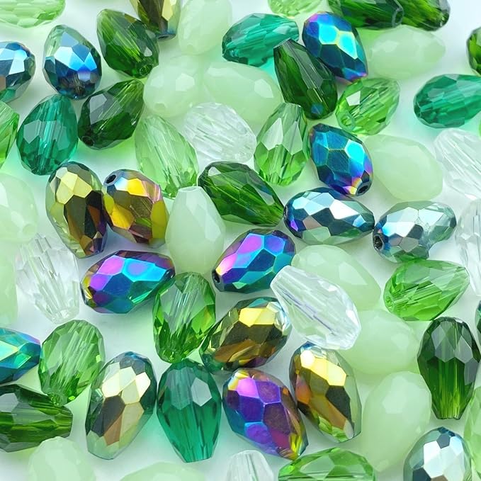 40pcs 10x15mm Teardrop Crystal Glass Beads Vertical Hole Faceted Loose Spacer by LIMAOLLY