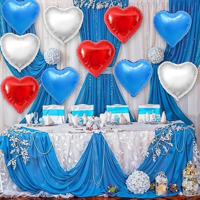 Red Blue Silver Heart Balloons - Image 6
