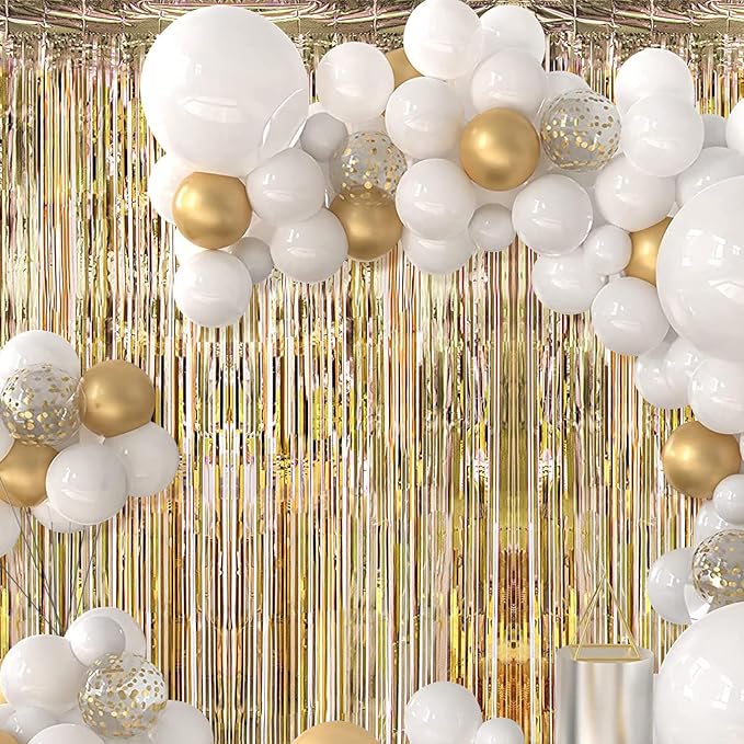Champagne Gold Fringe Curtain Party Streamers, 12 Pack 3.3ft x 8.2ft Foil - Image 7