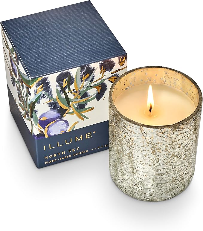 ILLUME Small Boxed Crackle Glass Candle, North Sky - Image 8