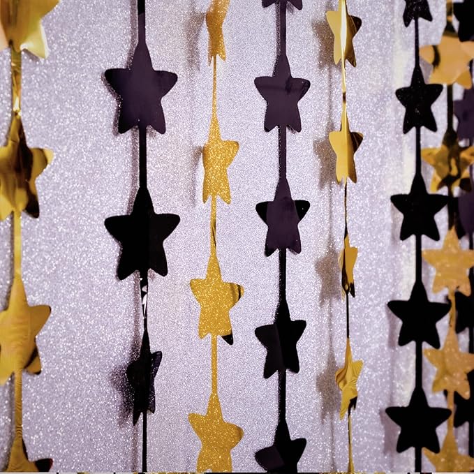 LOLStar Black and Gold Star Birthday Party Decorations 2Pack 3.3X6.6 ft Golden - Image 8