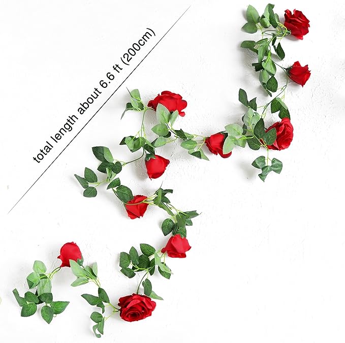 FiveSeasonStuff 29 Ft 4 Pack Rose Silk Flower Garland Artificial Flowers - Image 6