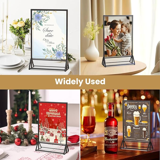 Acrylic Sign Holder 4X6 Black Picture Frame Double-Sided Acrylic Frames - Image 7