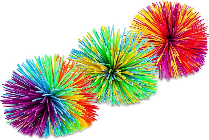 Leinuosen 12 Pieces Monkey Stringy Balls Sensory Stringy Ball Soft Rainbow Pom - Image 2