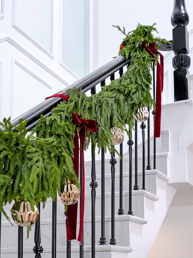 15FT Extra Full Christmas Garland Norfolk Pine Garland Realistic Artificial - Image 6
