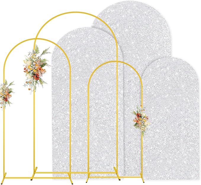 MODFUNS Arch Backdrop Stand and Cover Set Silver Arch Backdrop Cover 6ft 5ft by MODFUNS