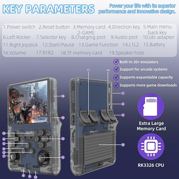 R40S PRO Retro Gaming Console, 30000+ HD Games Handheld Game Console, 3800mAh - Image 7
