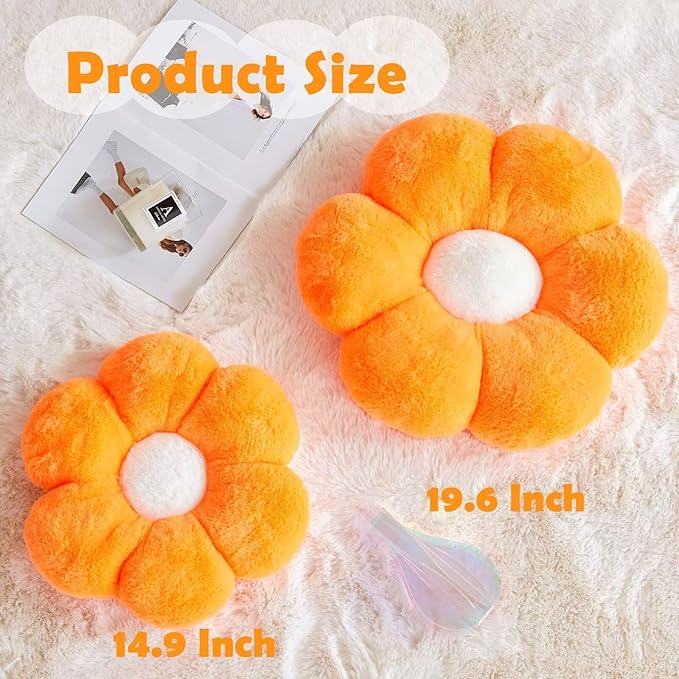 Cute Decorative Orange Flower Shaped Throw Pillow - Image 2