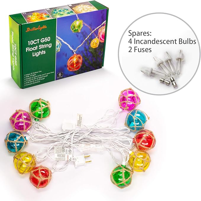 Nautical Fishing Float String Lights, Beach Themed Buoy Lights Set of 10 - Image 7