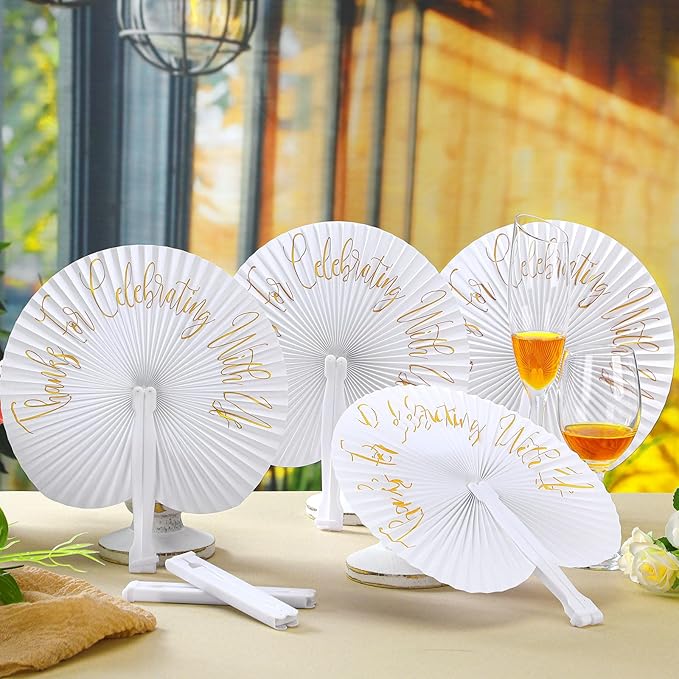 120 Pieces Paper Hand Held Fan Bulk Paper Folding Fans - Image 4