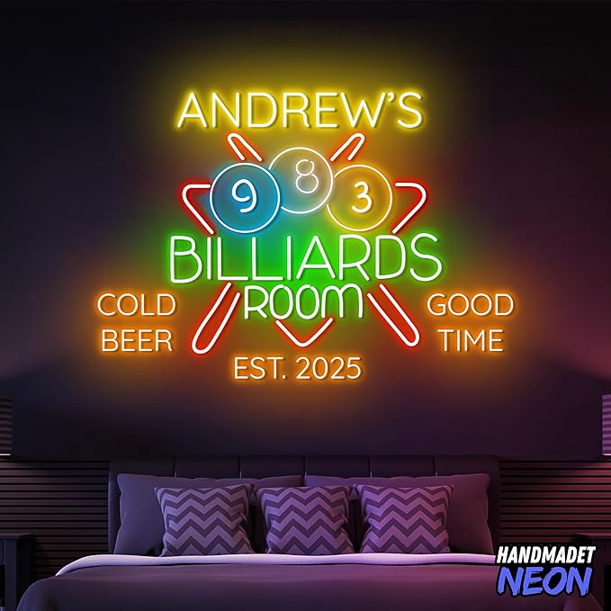 Personalized Billiards Neon Sign, Custom Billiard Decor Led Light, Decorative - Image 2