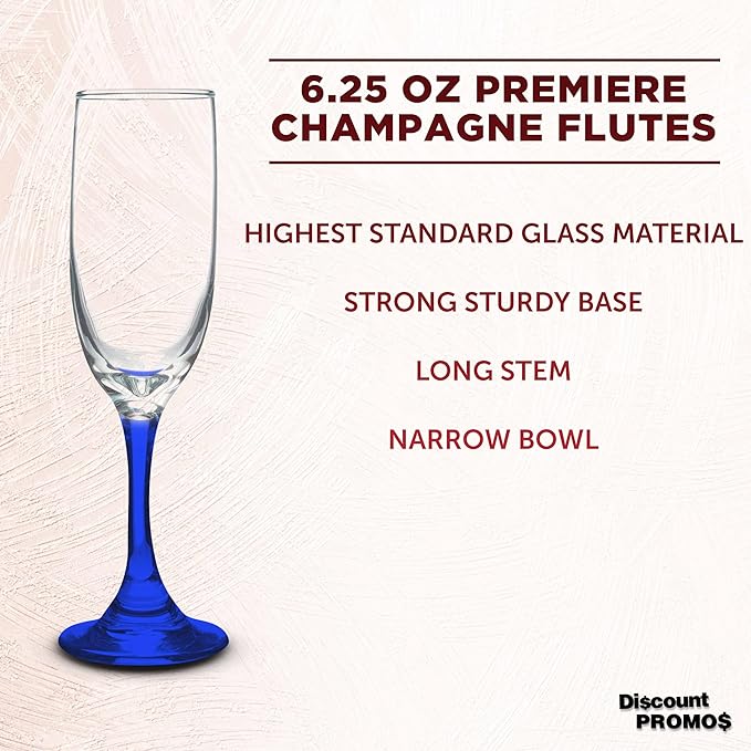 DISCOUNT PROMOS Premiere Champagne Flutes 6.25 oz. Set of 10, Bulk Pack - Image 3
