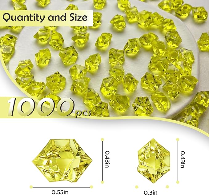 Fake Ice Cubes Fake Ice Rocks 1000PCS Acrylic Gems Gold Fake Crushed Ice Cubes - Image 2