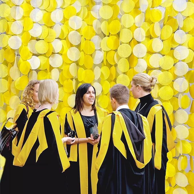 192Ft Yellow Party Decorations Ombre Yellow White Big Polka Dots Backdrop - Image 6