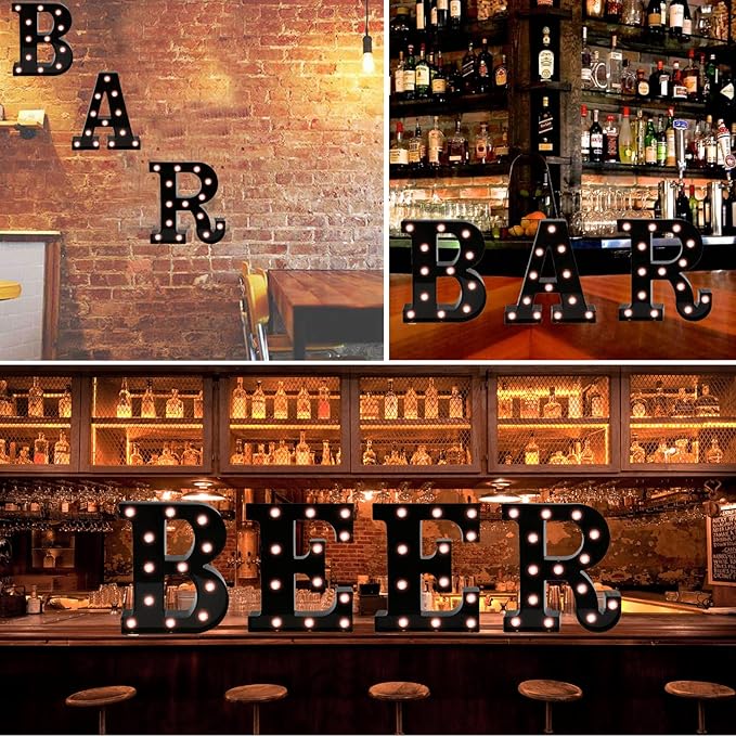 Light Up Black Alphabet Marquee Letters Sign LED Marquee Number Lights Sign - Image 4