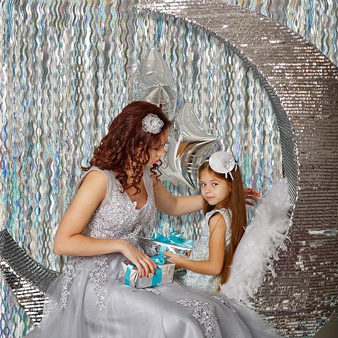 Tinsel Foil Fringe Curtains Wavy Backdrop - Image 4