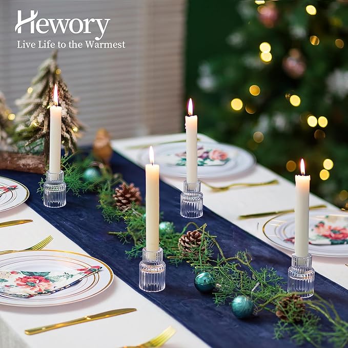 Candle Holder Glass Candlestick Holders: Hewory 2PCS Clear Taper Candle Holders - Image 2