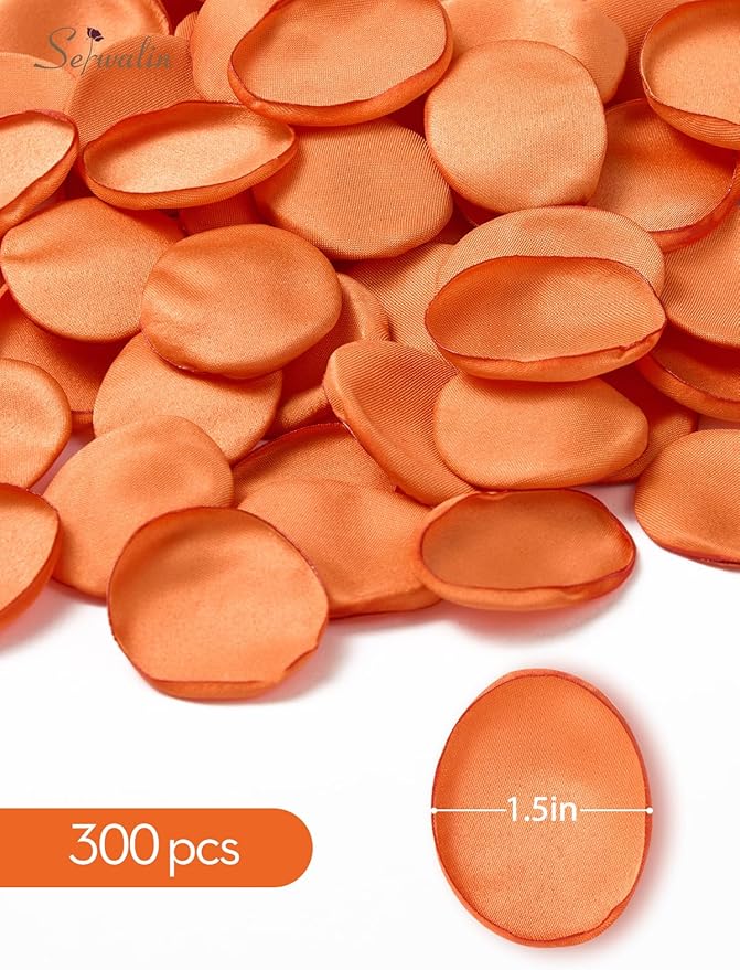 Serwalin 300Pcs Silk Rose Petals Fake Flower Petals Orange Artificial Rose - Image 5