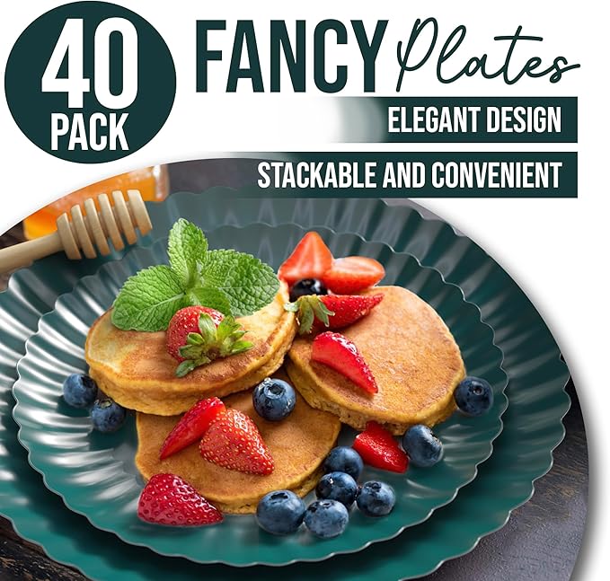 Trendables Scalloped Paper Plates 8.5 Inch & 10.5 Inch 40 Pcs Dinner Plate Set - Image 5