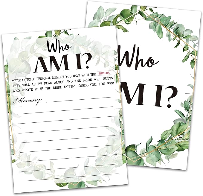 Bridal Shower Game Cards, Who Am I Game, Tropical Jungle Theme Engagement Party by Huastatewolf