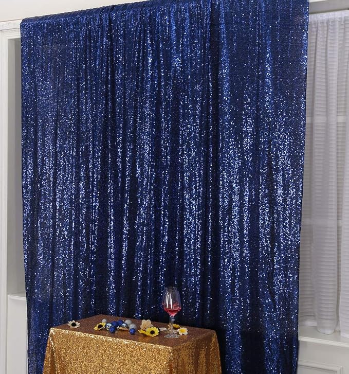 SquarePie Sequin Backdrop 10FT x 10FT Navy Blue Curtain Background - Image 4