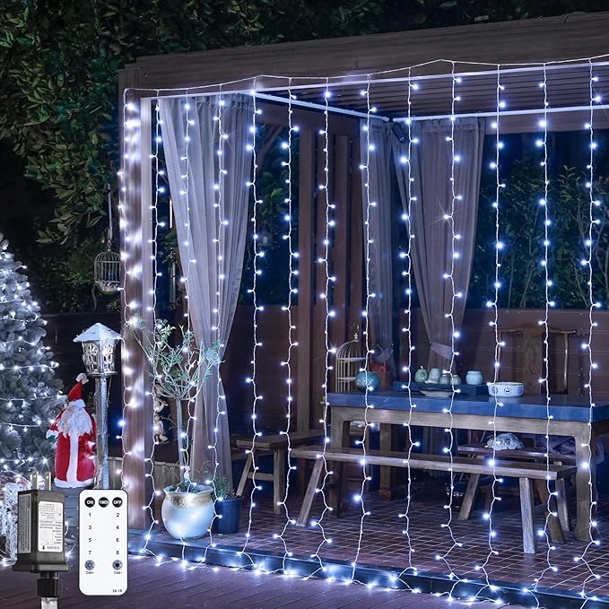 JMEXSUSS 300 LED 9.8x9.8Ft Curtain Lights Indoor by JMEXSUSS