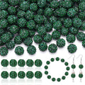 105pcs 10mm Rhinestone Beads for Jewelry Making, Dark Green Shiny Round Disco by TINKRSTUFF