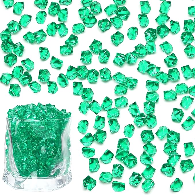 LAIDANLA 500PCS Dark Green Acrylic Gems Vase Fillers Green Fake Ice Cubes by LAIDANLA