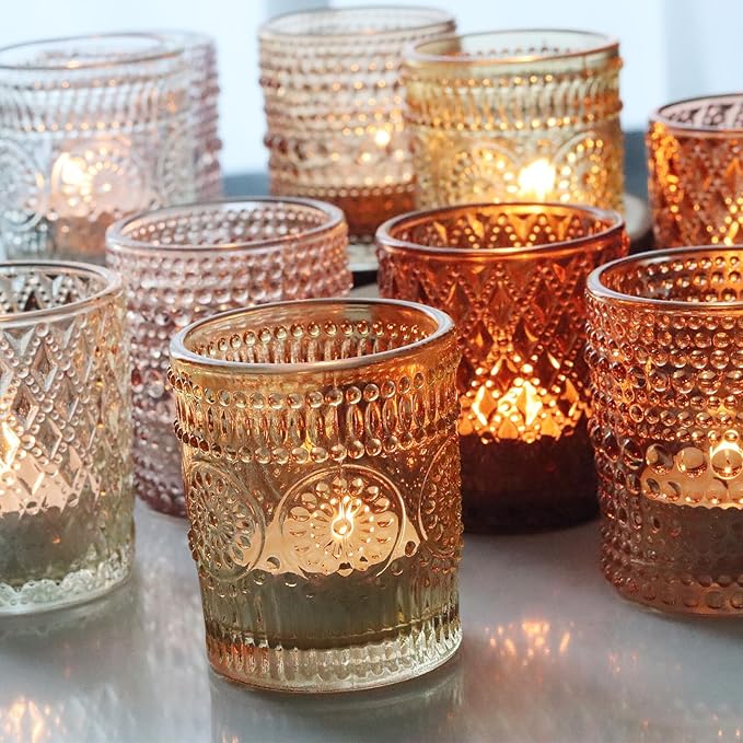 24 pcs Fall Votive Candle Holders, 6 Colors 3 Patterns Tealight Candle Holders - Image 2