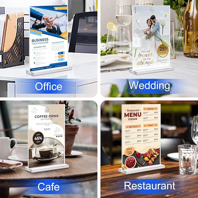 Acrylic Sign Holder 4x6 Inches 24 Pack, Double Sided Clear Display Stand Table - Image 6