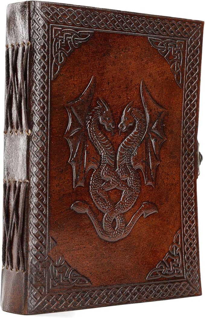 Handmade Leather Double Dragon Journal | Writing Notebook Diary | Bound Daily - Image 6