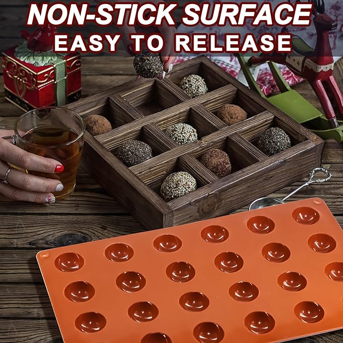 Mini 24-Cavity Semi Sphere Silicone Molds Non-Stick, 2 Packs Half Sphere - Image 2