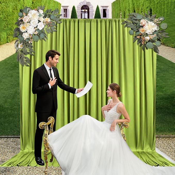 10ft x 10ft Olive Green Backdrop Curtains - Image 5