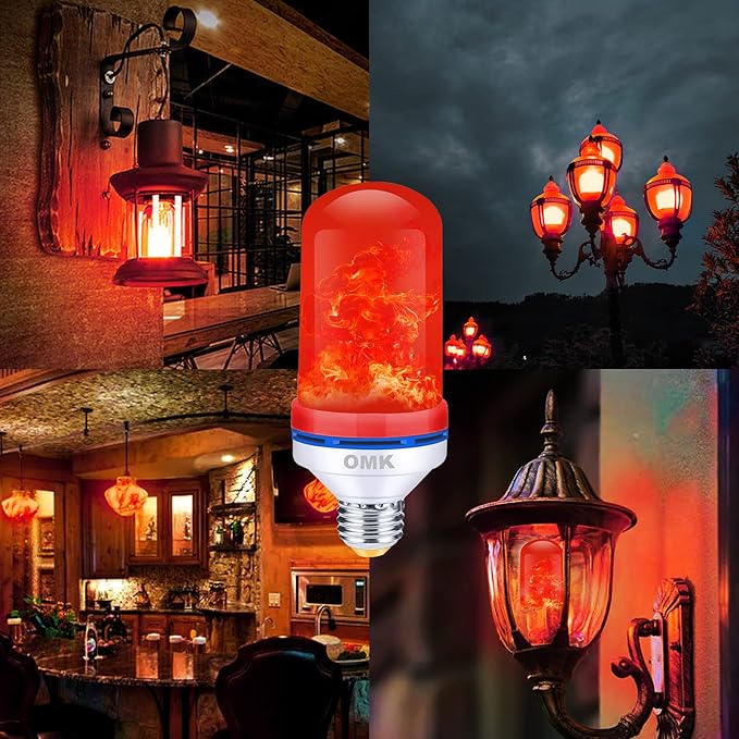 OMK - Christmas Decor LED Flame Effect Light Bulbs - Upgraded 4 Modes Fire - Image 6
