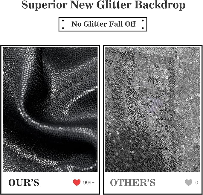 Outpain Thick 20 ft x 10 ft Black Sequin Backdrop Curtain - Image 2