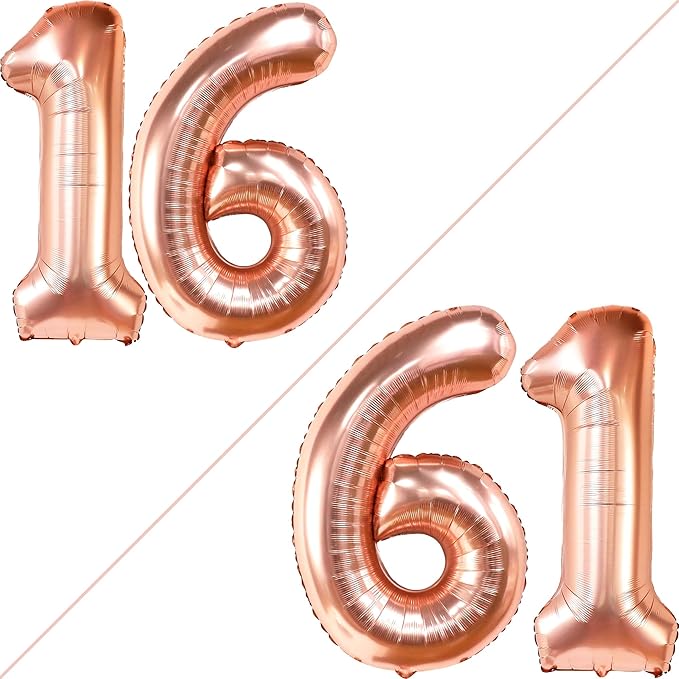 KatchOn, Rose Gold 16 Balloon Numbers - Image 2