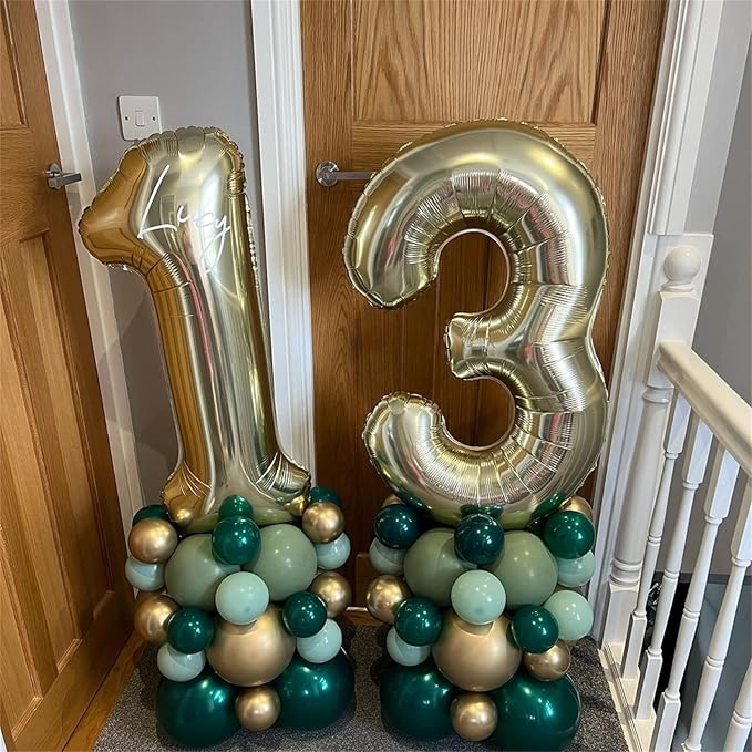 Champagne Gold Number 1 Balloons, 40 In Large Light Gold Number 1 Foil Helium - Image 8