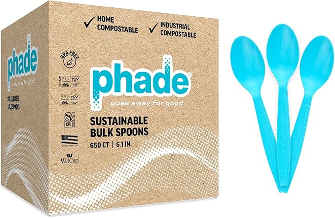 phade 100% Compostable Spoons – BPI Certified Sustainable PHA Flatware by phade