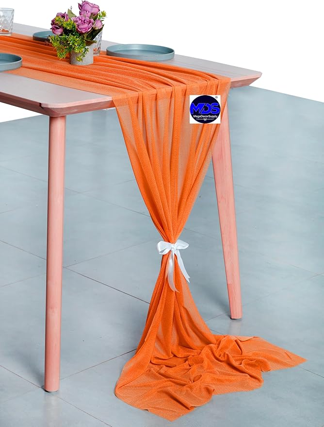 MDS 2 Pack 10ft Chiffon Table Runner 29 x 120 Inches Sheer Wedding Runner - Image 3